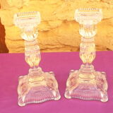 Pair of glass candle holders