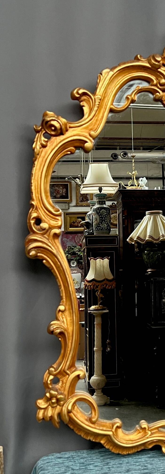 Golden mirror. Wood.