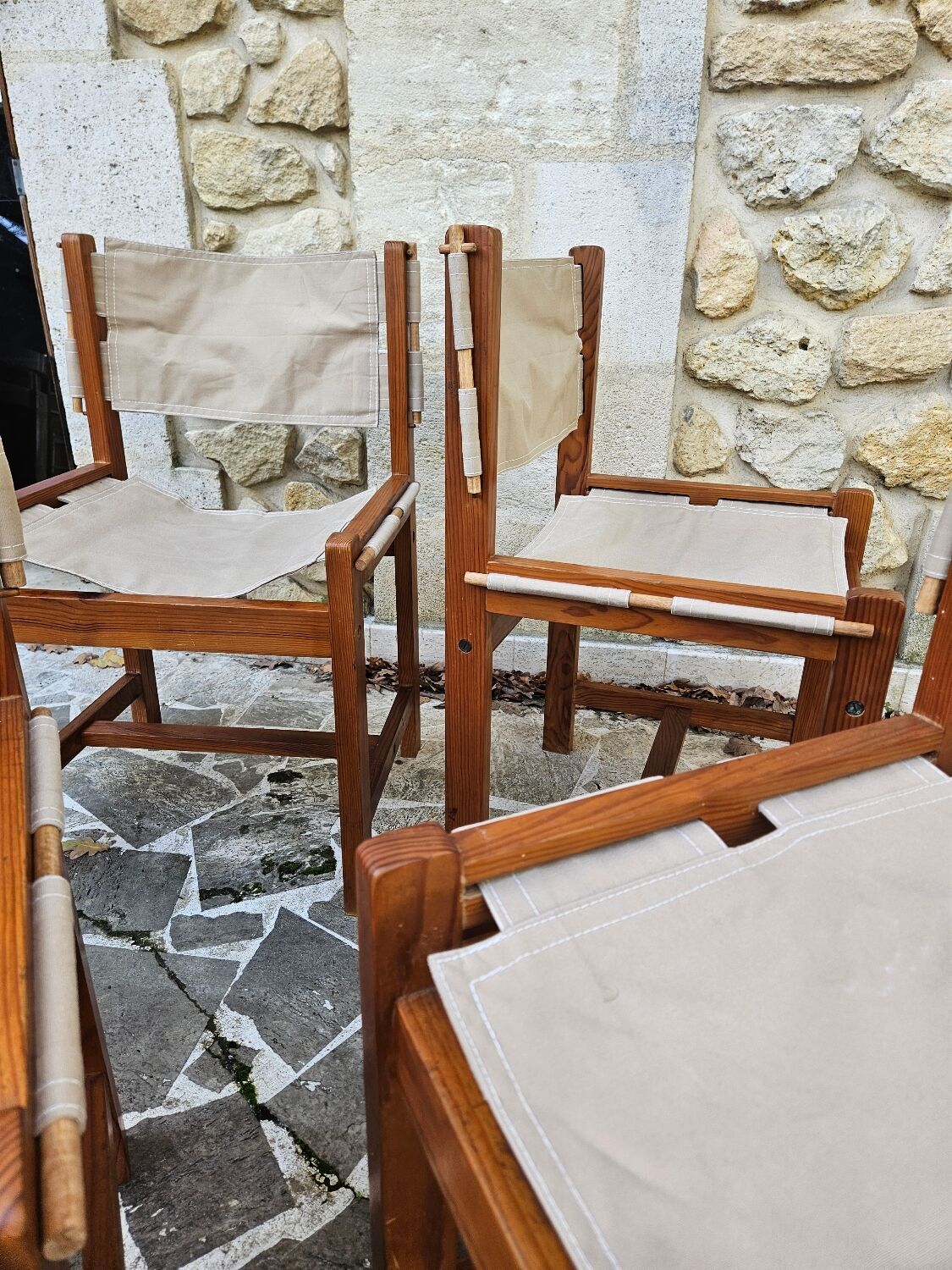 Set of 4 Safari chairs in pine