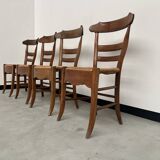 4 old rustic straw chairs