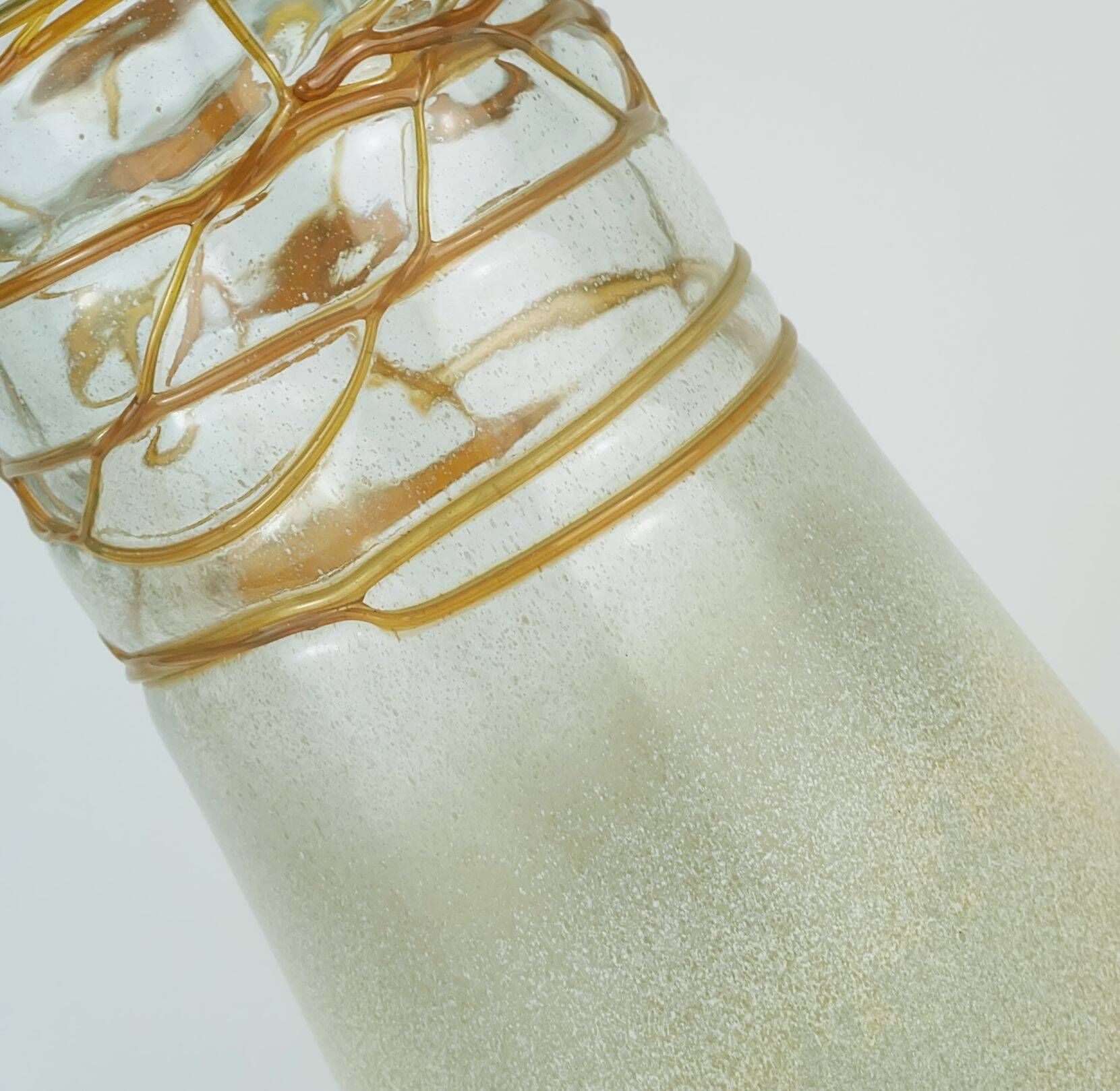 Beautifully designed large vase glass vase glashuette m. polczer rough glass melted glass threads