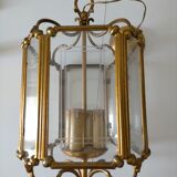 Hexagonal carved glass metal lantern in very good condition