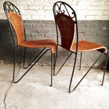 6 chaises rotin fer forgé vintage