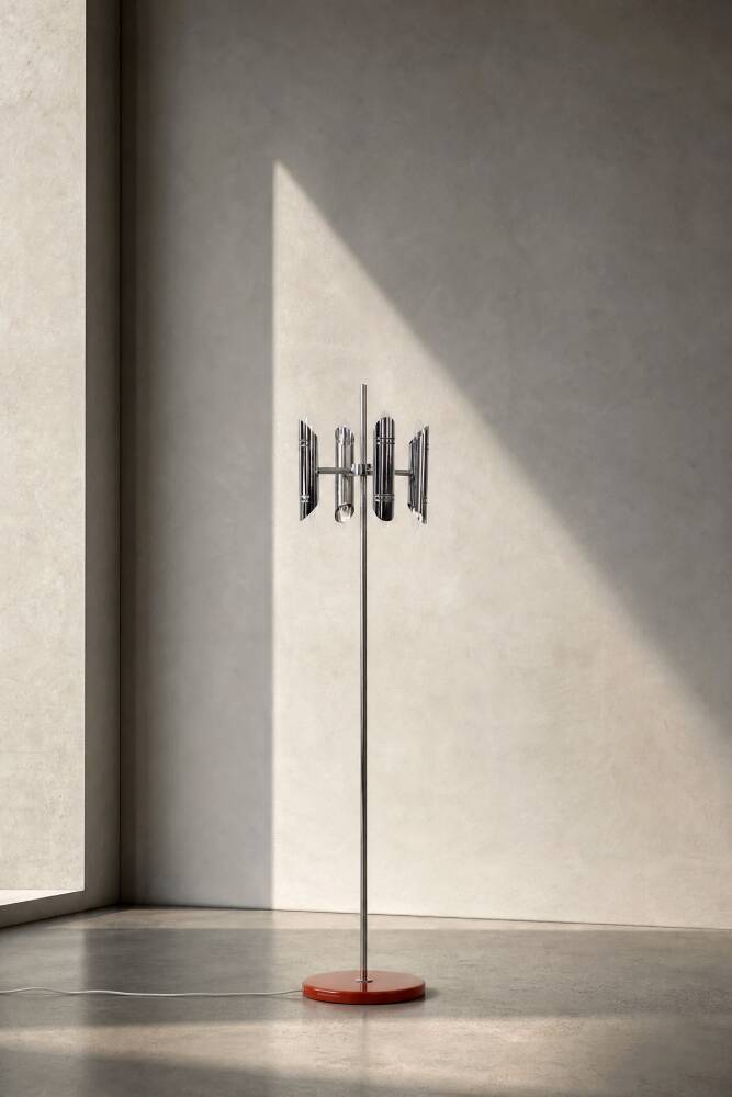Vintage Mid-Century Italian Modern Space Age Chrome Floor Lamp, 1960s