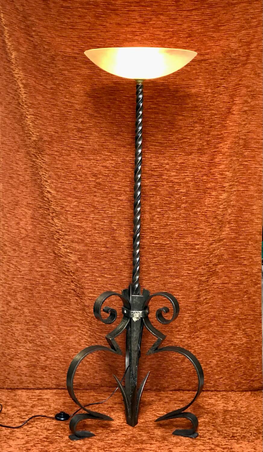 Art deco wrought iron floor lamp