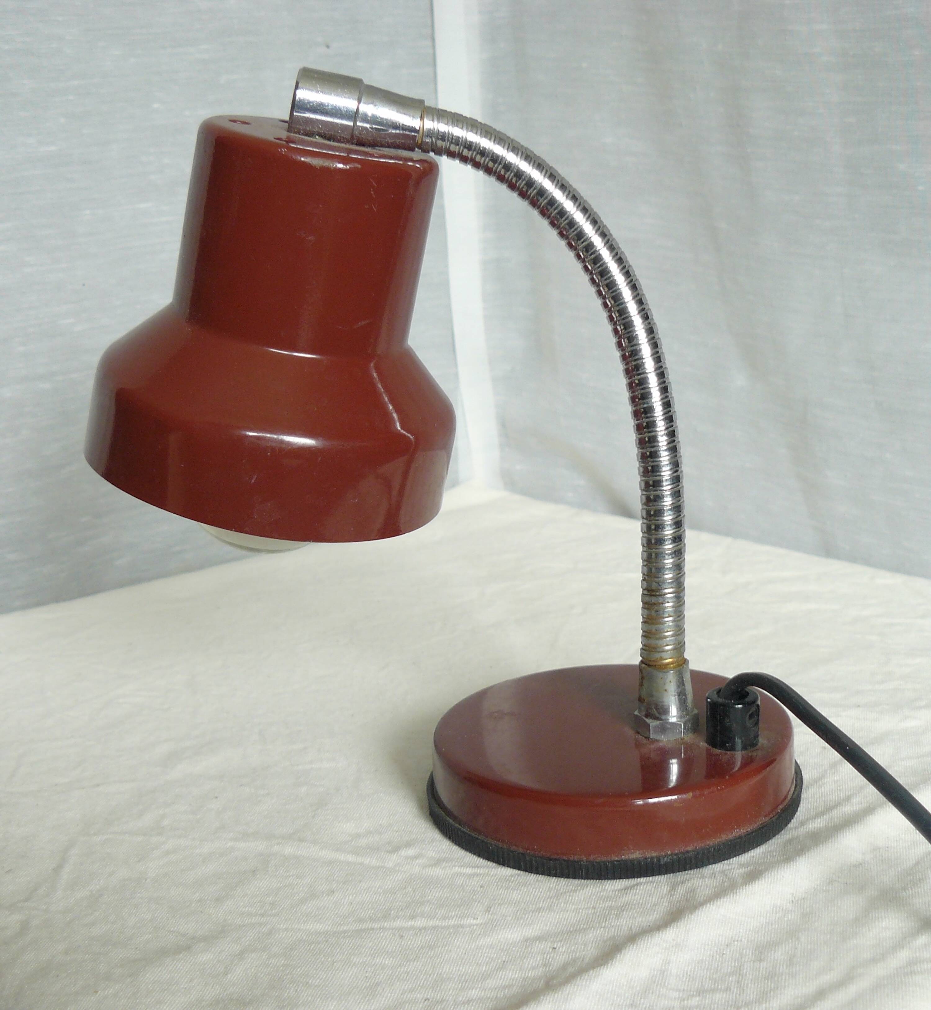 Small vintage red and chrome desk lamp 1970