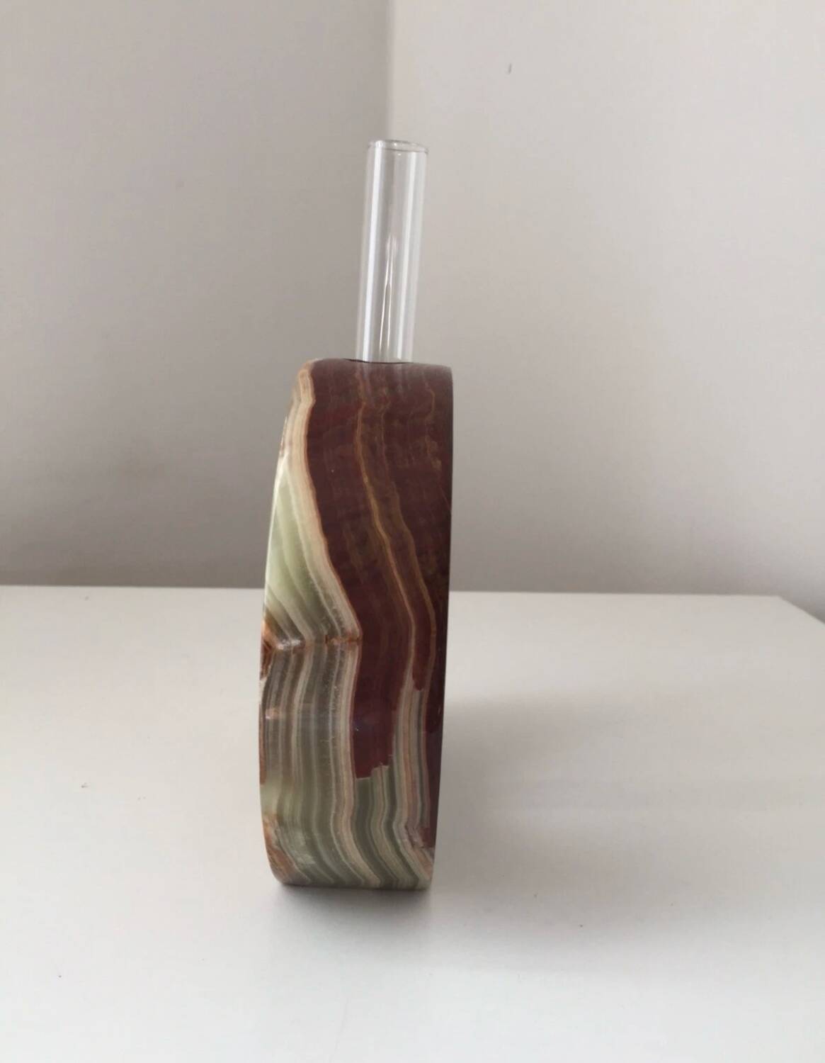 Vintage onyx marble soliflore vase, 1960s design