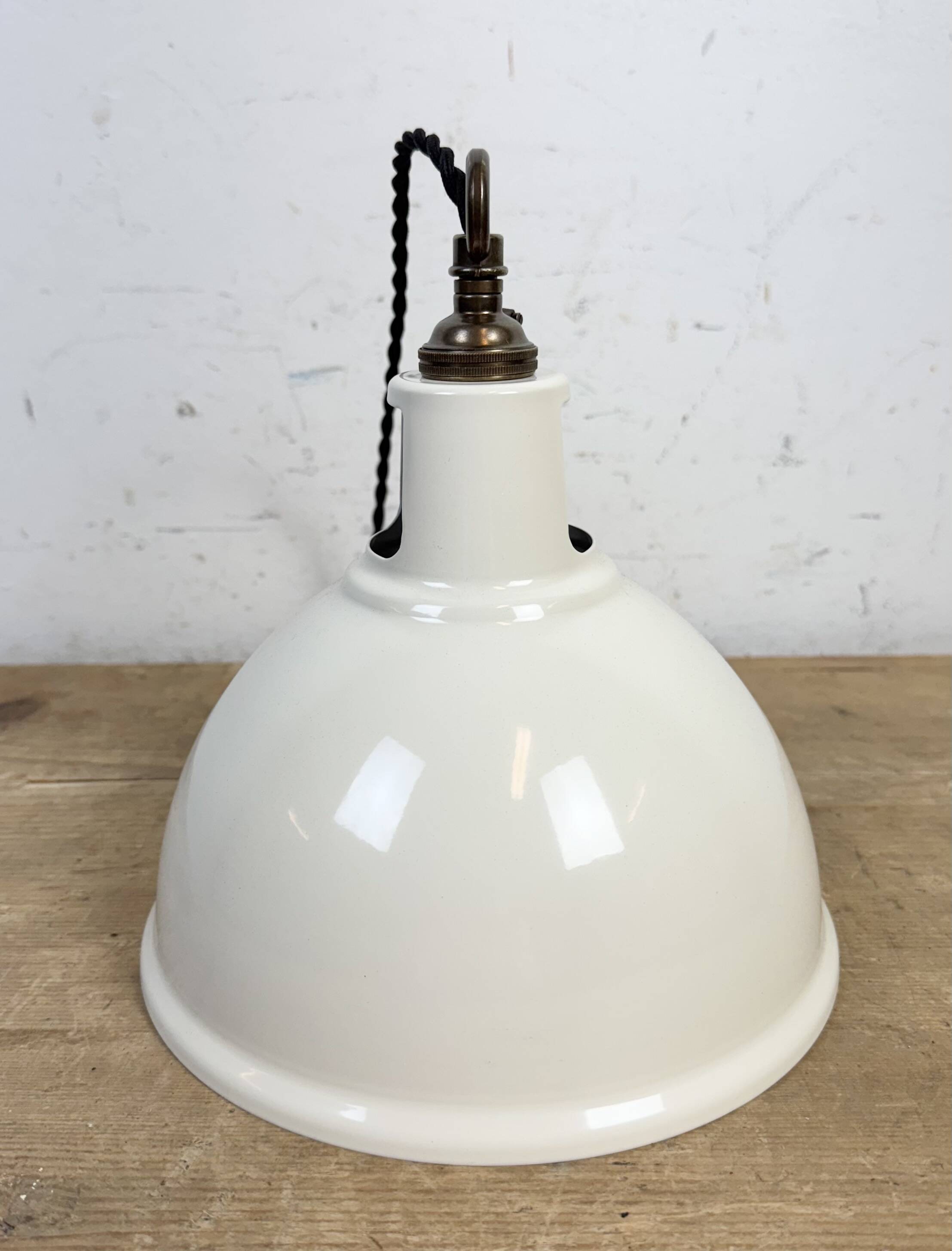Vintage Industrial Beige Painted Pendant Lamp