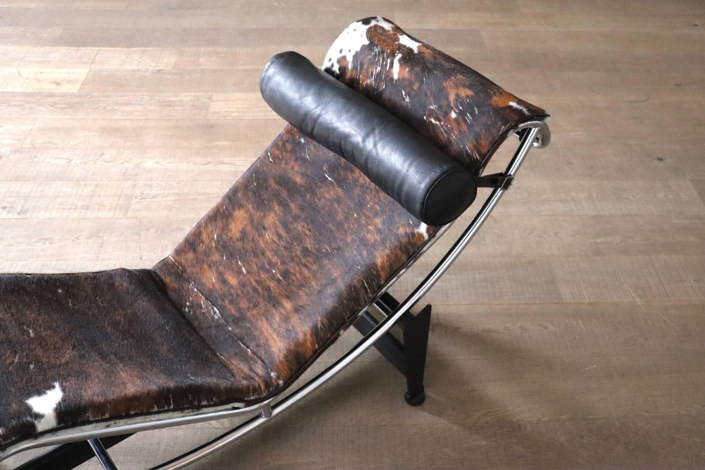 Cassina LC4 Chaise Longue In Ponyskin By Le Corbusier and Charlotte Perrian