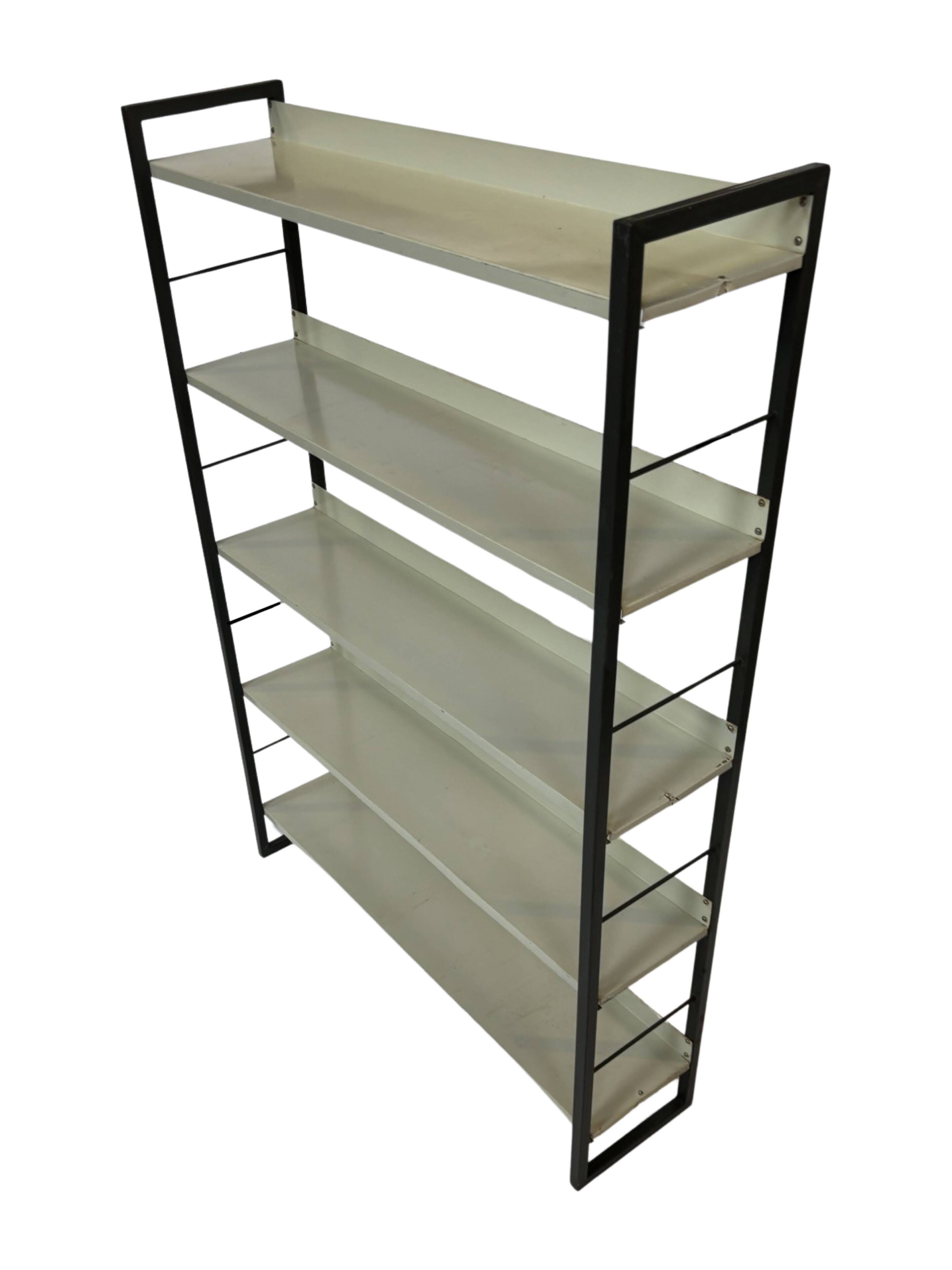 Free stanting Tomado shelving unit in metal and gray - 1960s Dutch Design