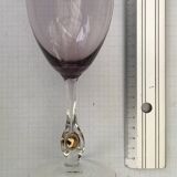 Joseph Stanik 6 red wine glasses of the Zuzanna model in Amethyst color with rims and golden ball