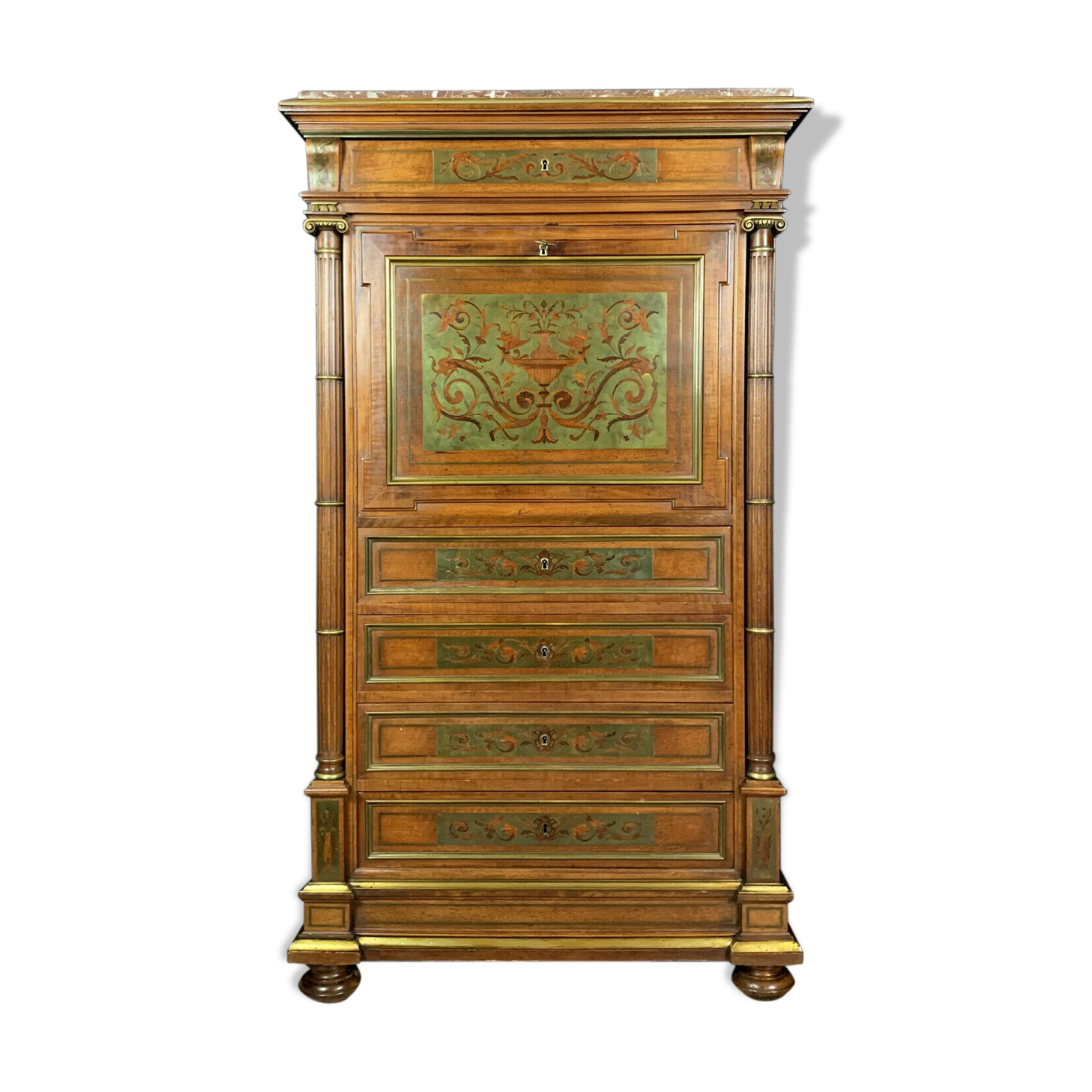 Writing desk in walnut and marquetry