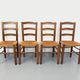Set of 4 vintage brutalist chairs in wood and straw from the 60s