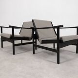 2x wooden Scandinavian arm chairs