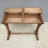 Double school wood desk from 1880 for decoration
