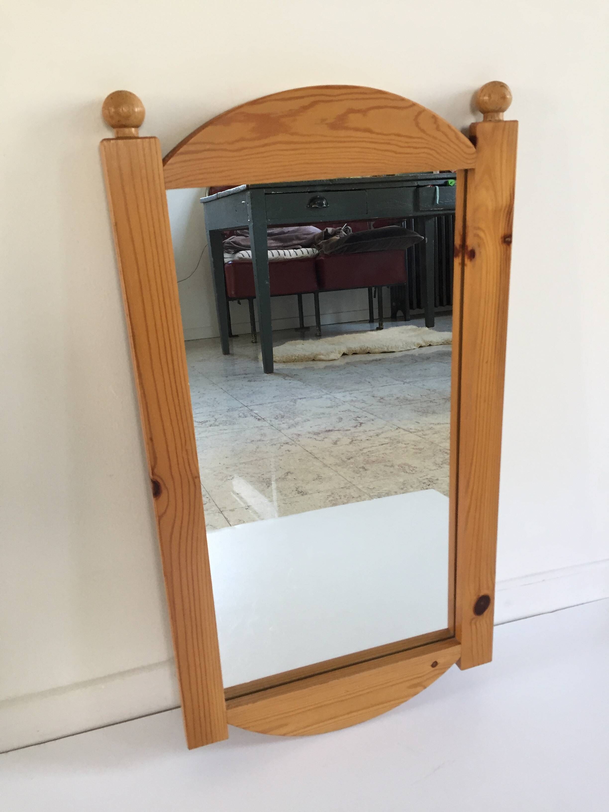 Miroir mural pin massif vintage