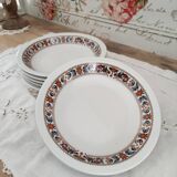 Set of 6 hollow plates in porcelain Bavaria white floral frieze 70s