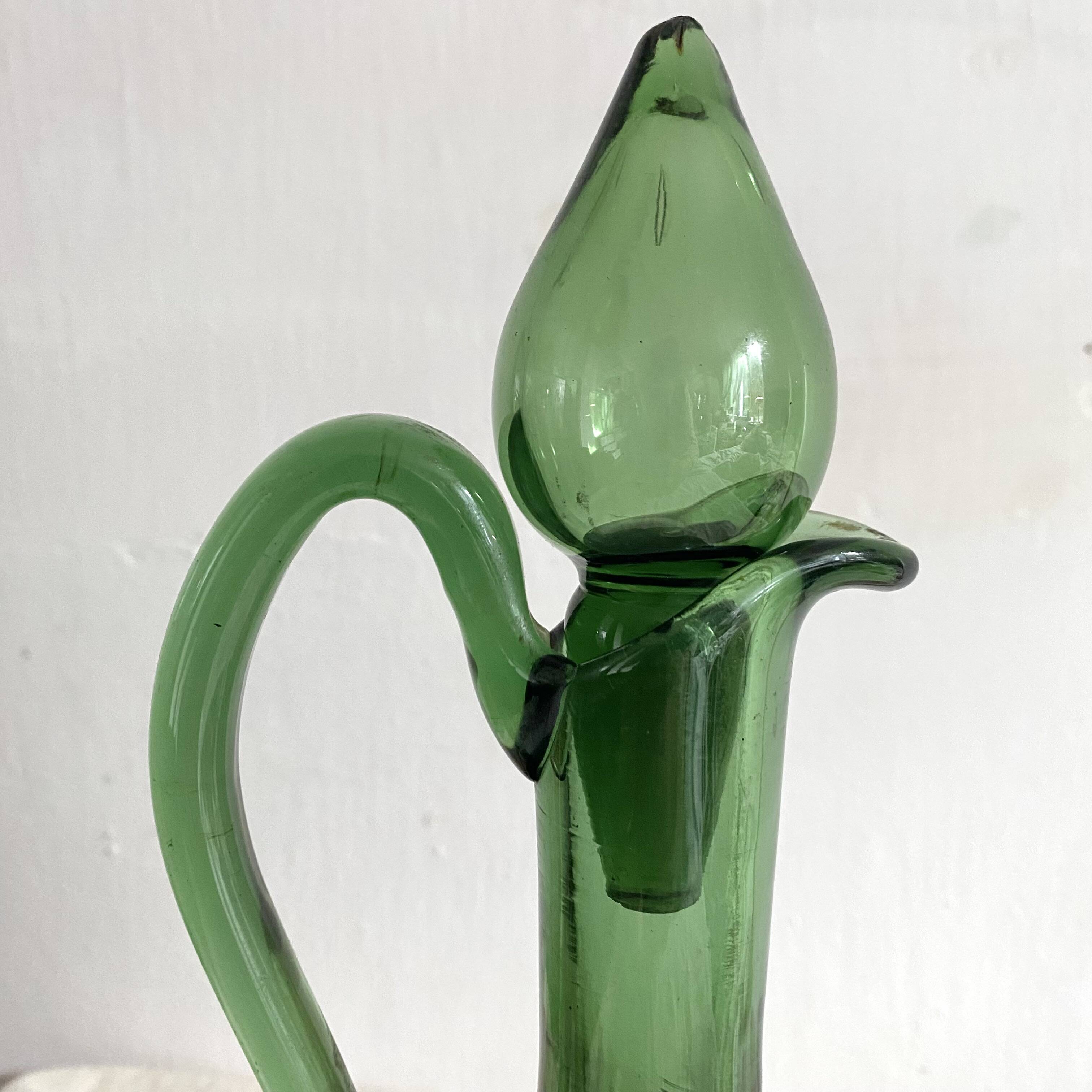 Vintage Italian Glass and Wicker Carafe