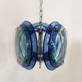 1970s gorgeous blue and green chandelier by veca. made in italy