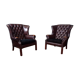 2x Chesterfield wingback armchair