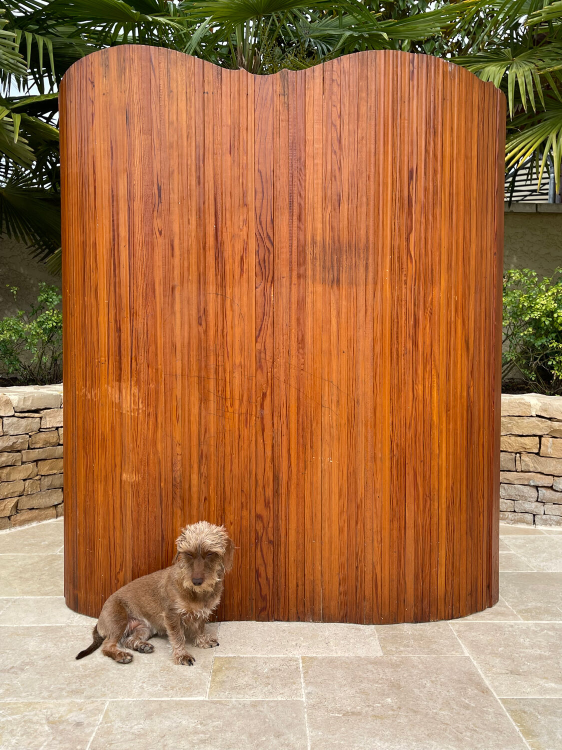Wavy wooden screen circa 1950, Baumann by SNSA