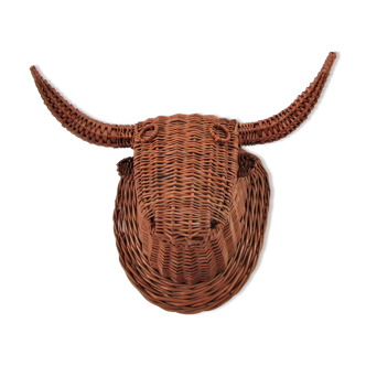 Bull head minotaur wicker vintage 60s-70s