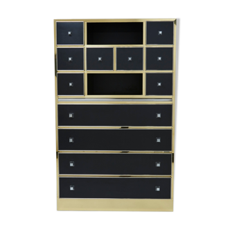 Secretary brass chrome lacquer Michel Pigneres 1970