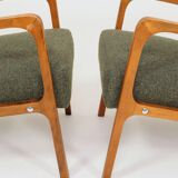 Vintage Pair Armchair Avocado Green Tweed Upholstery, 1960, Poland