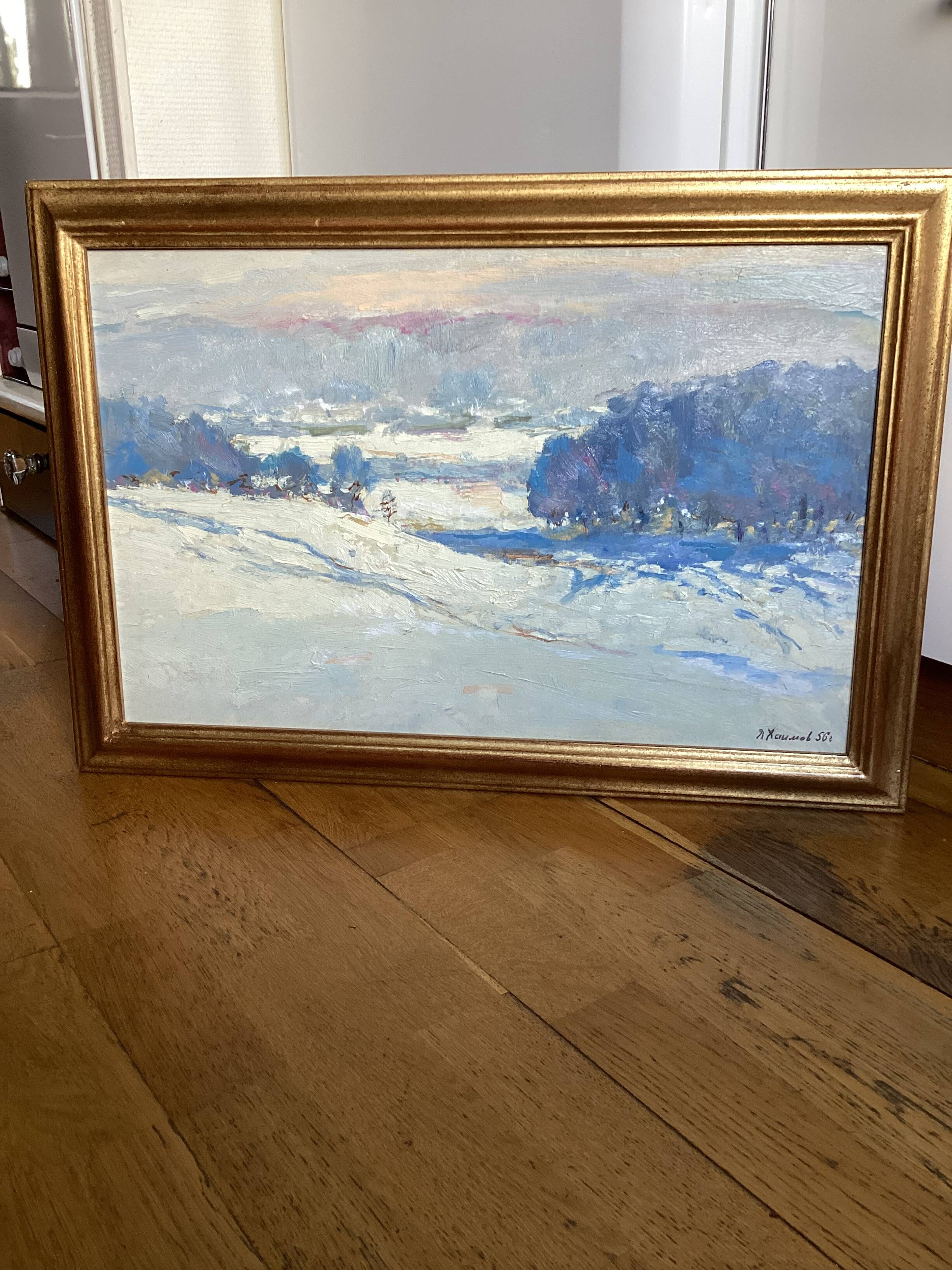 Oil painting on cardboard signed, dimensions: height - 48 cm - width - 68.5 cm -