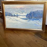 Oil painting on cardboard signed, dimensions: height - 48 cm - width - 68.5 cm -