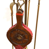 Old bronze chimney servant shovel broom bellows and clamp