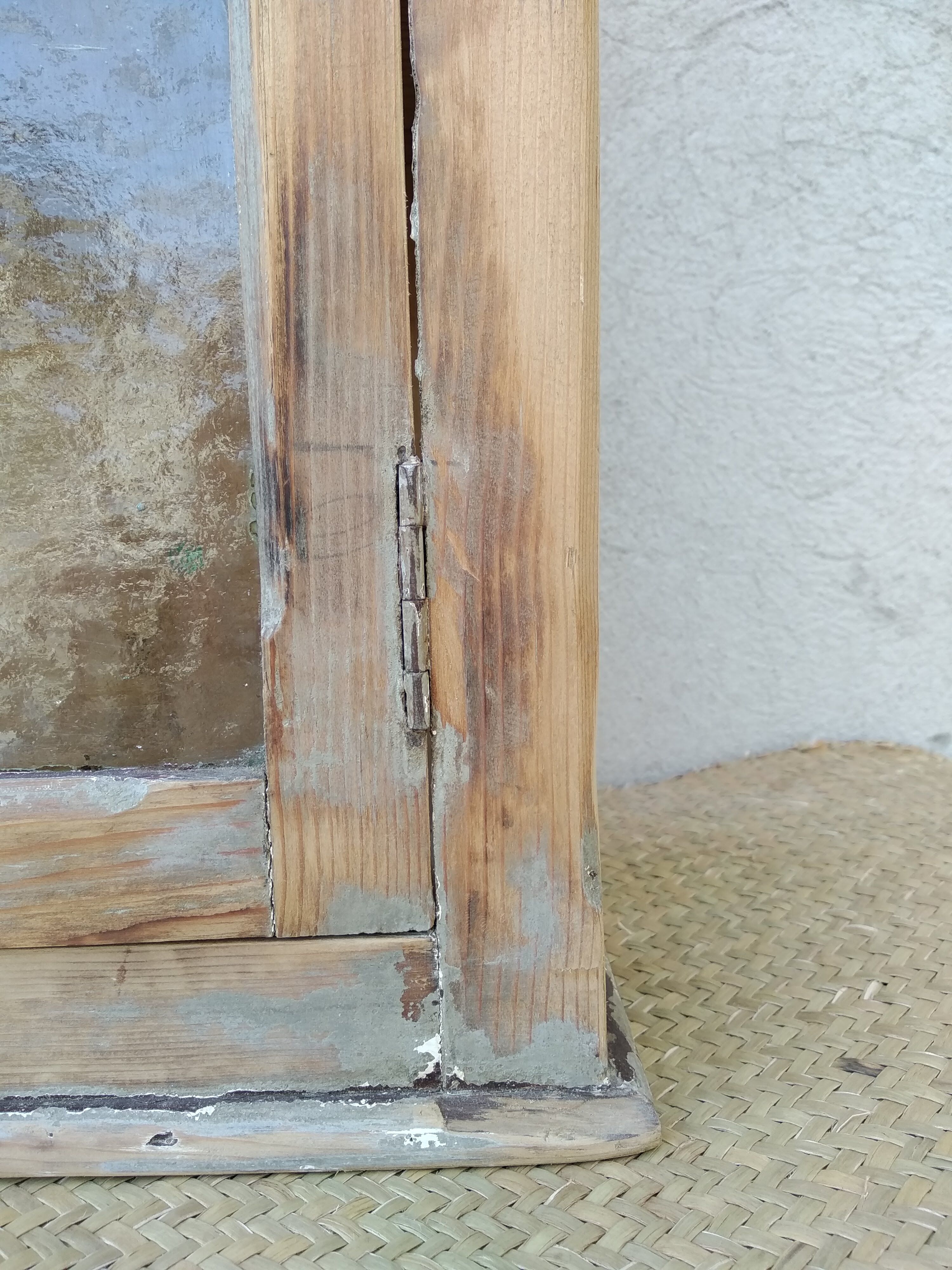 Antique wooden bathroom cabinet patinated