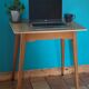 Vintage bistro table with compass legs, formica, beech, 50 x 70.