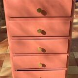 Restored vintage chest of drawers – 1960 – Terracotta & brass – unique piece