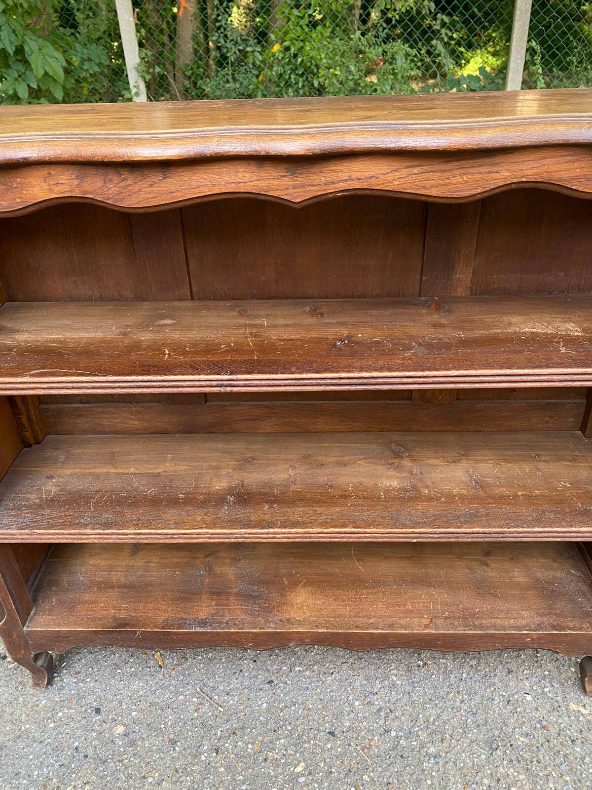 Bibus Louis XV bookcase in solid wood, dark oak finish, 19th century