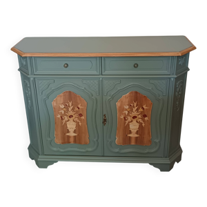 Buffet vert bronze et - bois marqueterie