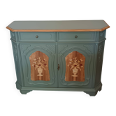 GREEN BRONZE AND WOOD BUFFET WITH MARQUETRY