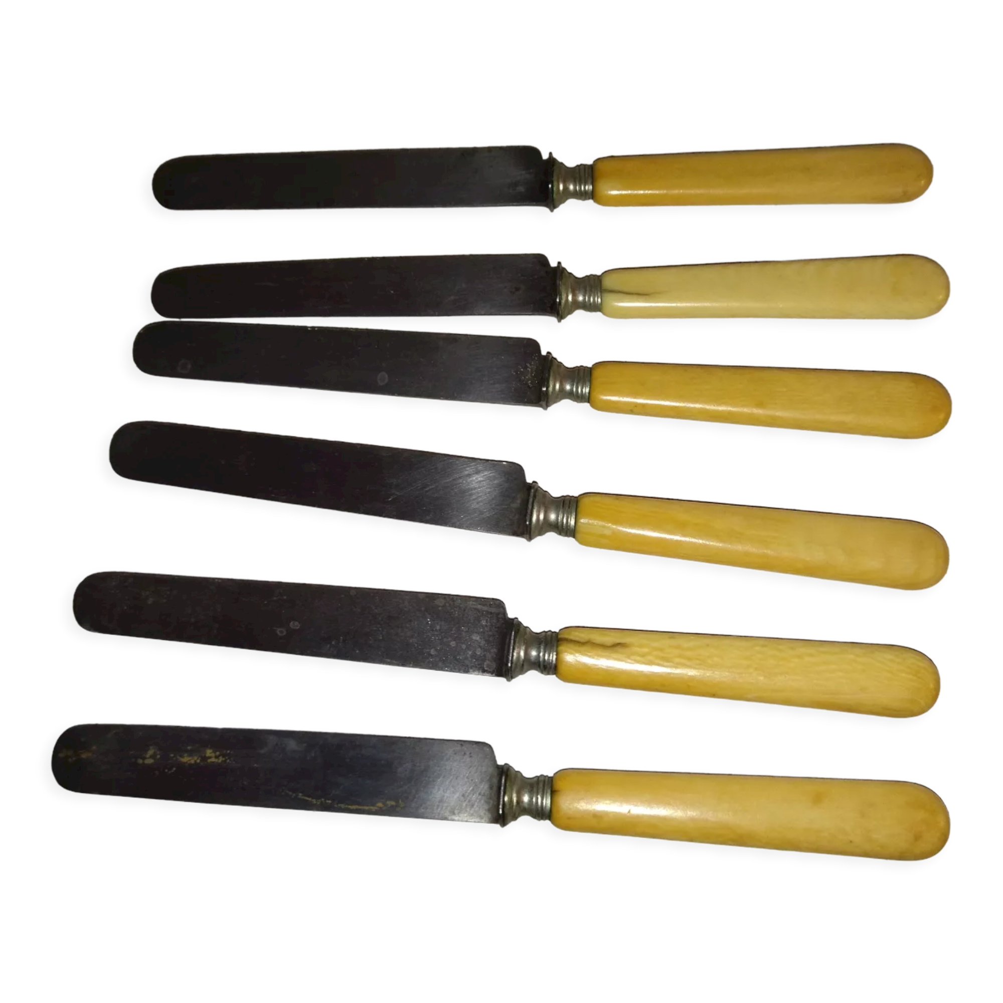 6 old steel and bone knives