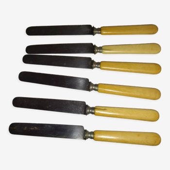 6 couteaux ancien acier et os