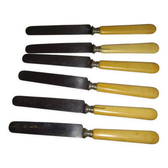 6 old steel and bone knives