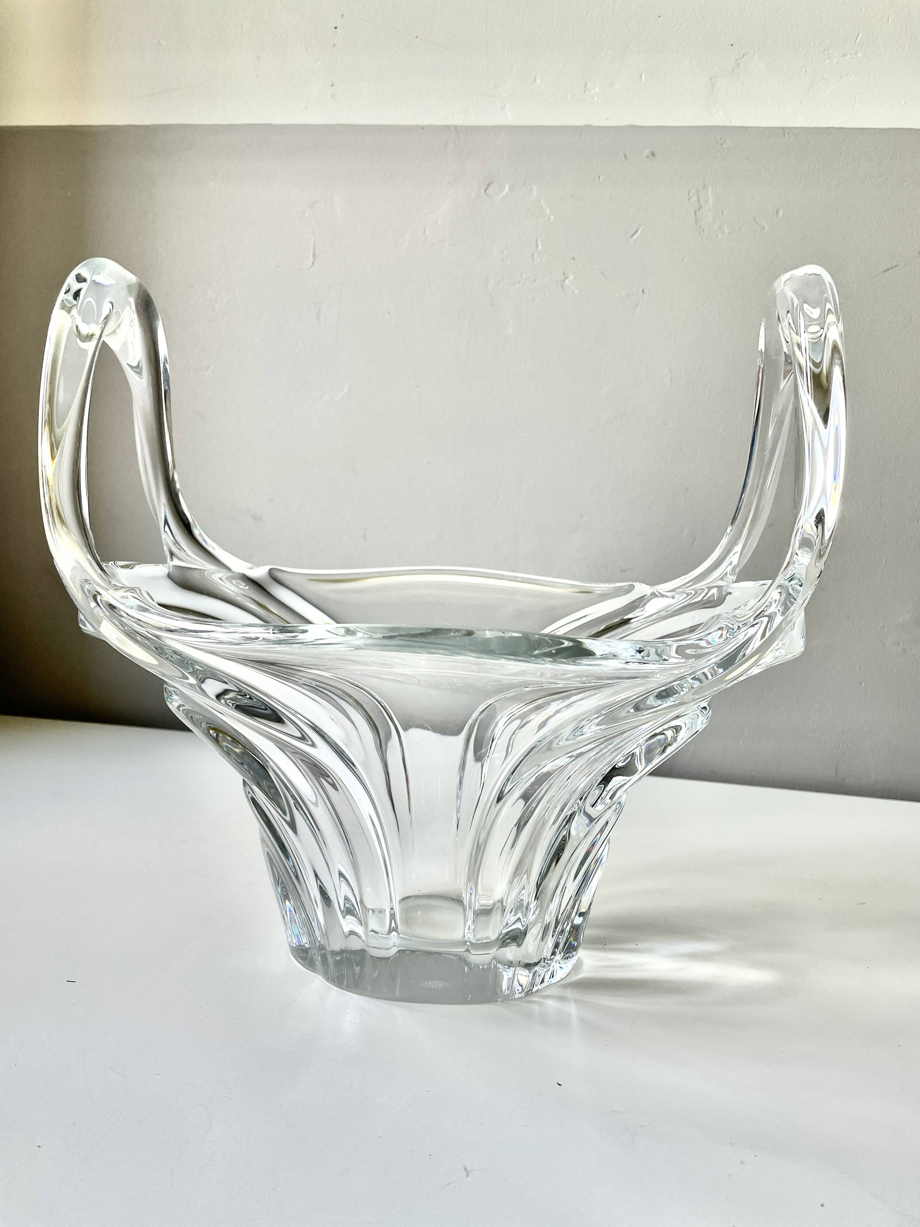 Large basket or fruit bowl in crystal Art Vannes France
