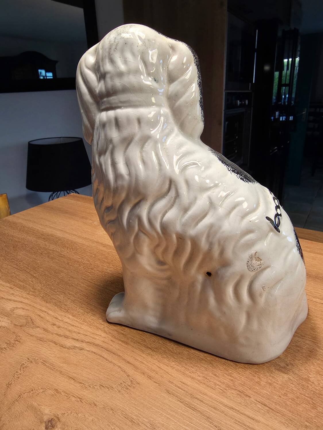 Pair of Staffordshire-type ceramic dogs - King Charles - 20th century