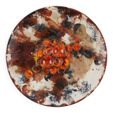 Ruscha Keramik fat lava wall plate mushrooms 717/3, West Germany 1970s