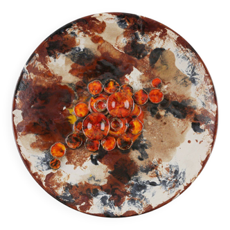 Assiette murale en céramique Ruscha Keramik Fat Lava, champignons 717/3, Allemagne de l'Ouest, années 1970