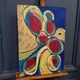 Oil on cardboard modern composition by François de Chabot 1960-70