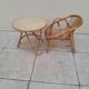 Vintage rattan children's table and armchair