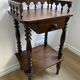 Nightstand, turned wooden bedside table opening with a drawer, vintage telephone table.