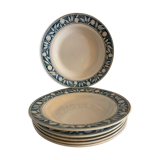 6 hollow plates art nouveau Creil and Montereau Labrador Warsaw 19th