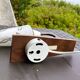 Danish Modern teak opaline glass wall sconce