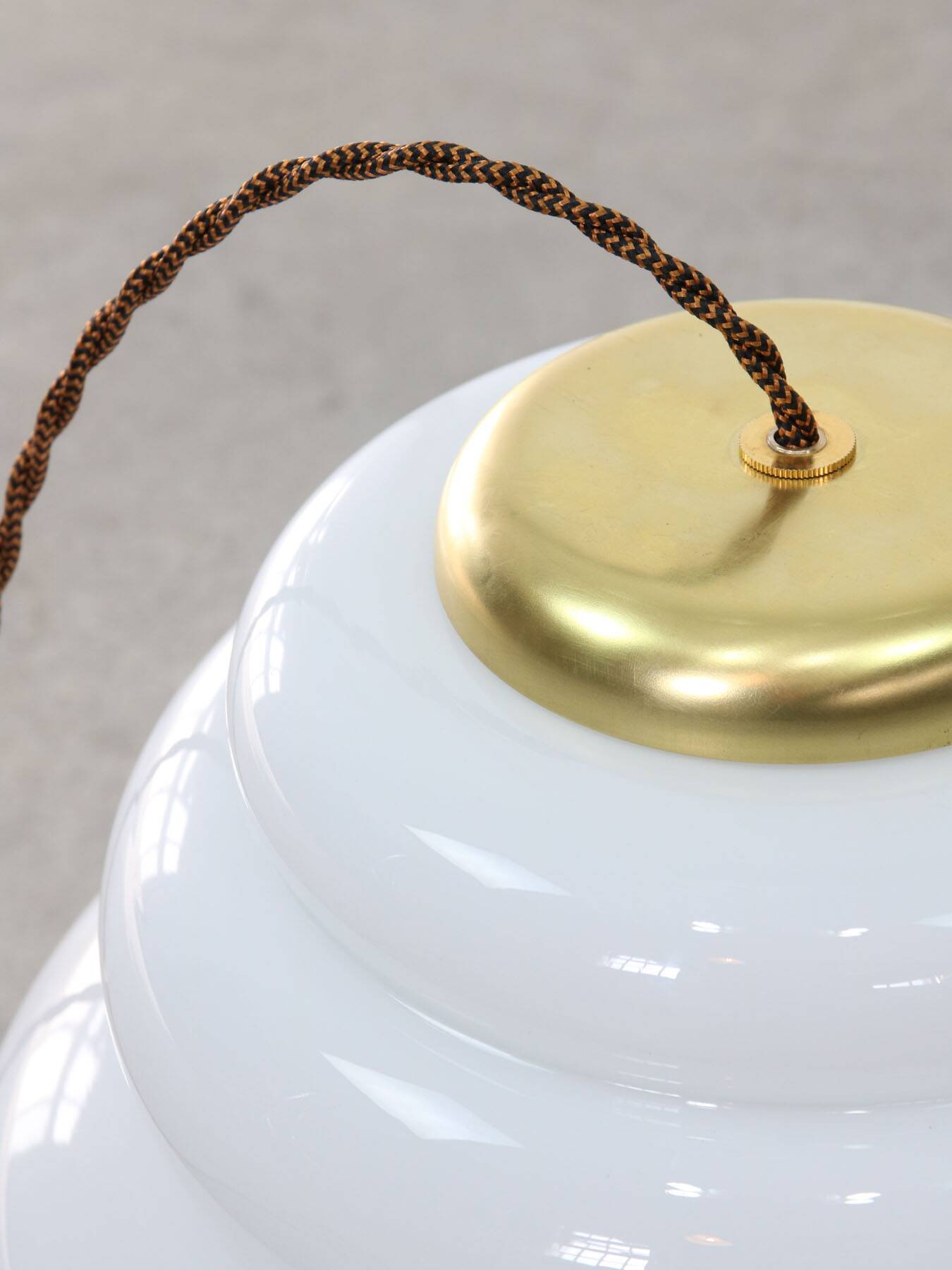 Mid-century italian brass and opaline cloud pendant lamp